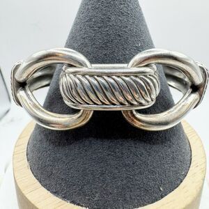BRIGHTON Chunky Cable Heavy Silver Plated Bracelet   7'' Modernist